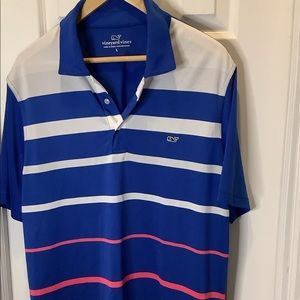 Vineyard Vines Men's Polo in Blue and Pink Stripes